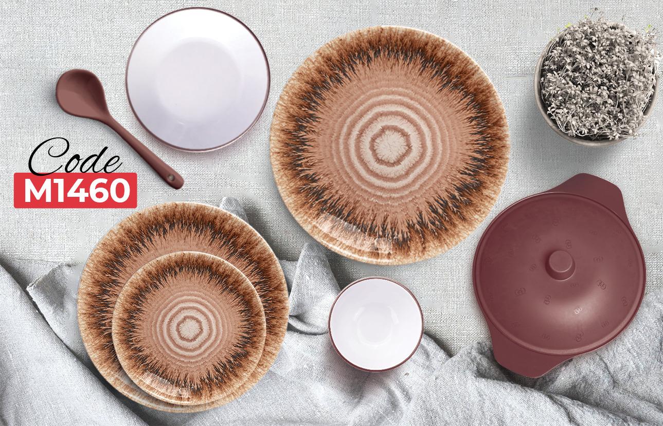 Brown patterned in white